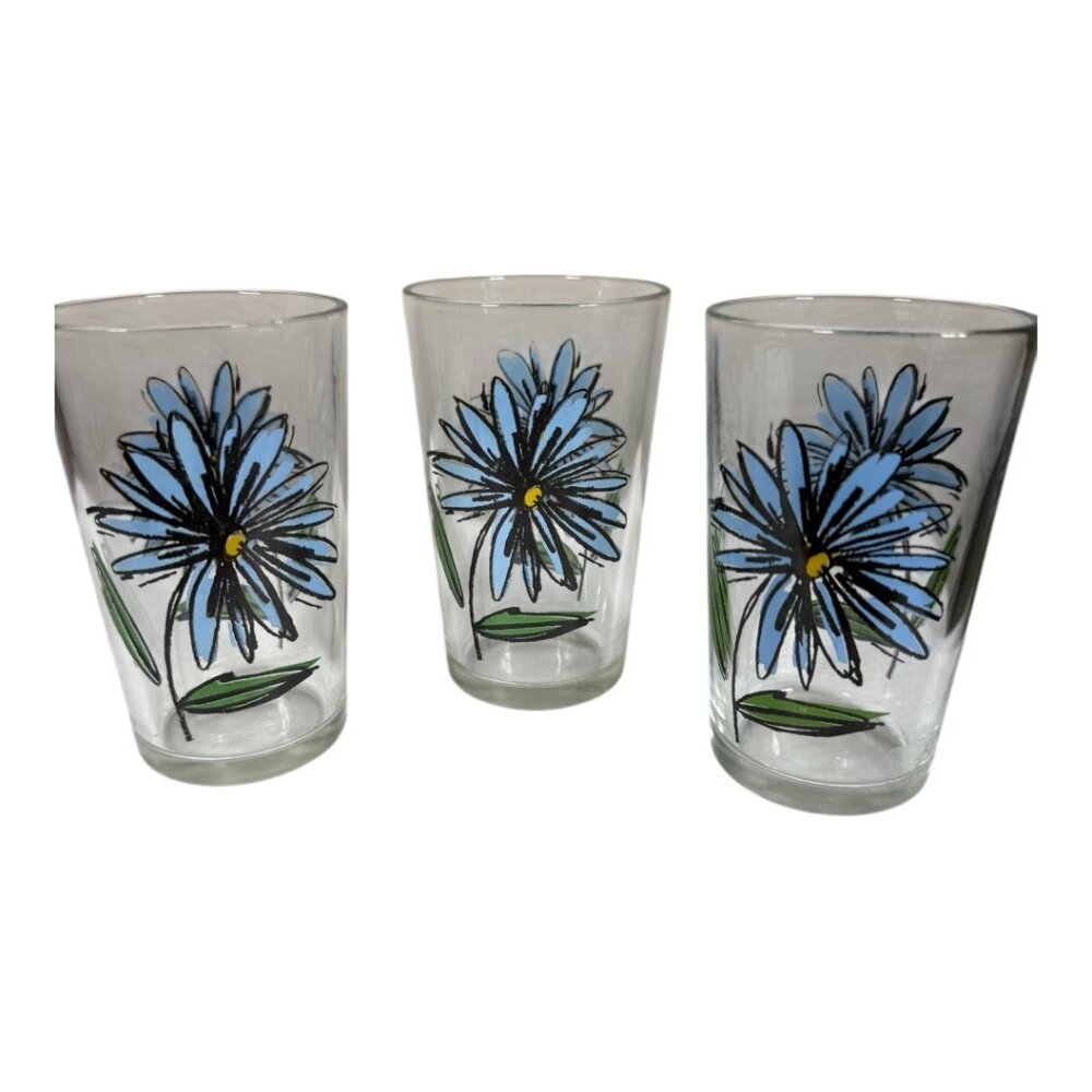 Three‎ Floral Small Glasses Vintage